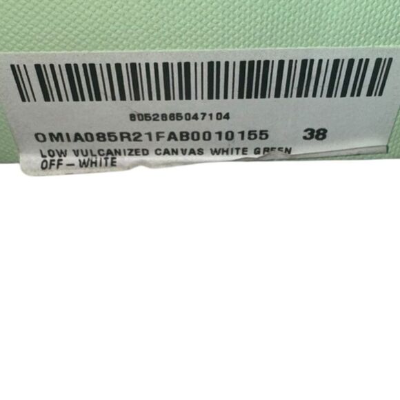 EUC IN BOX OFF WHITE Vulcanized canvas white & green Low White sneakers sz 38 - Picture 12 of 12